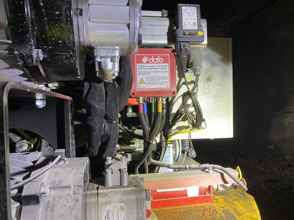 Tunnelarbeten innebär krav på släcksystem. Implenia har valt att arbeta med Dafo på alla sina maskiner och Scantruck AB såg till att maskinen utrustades enligt kundens önskemål.